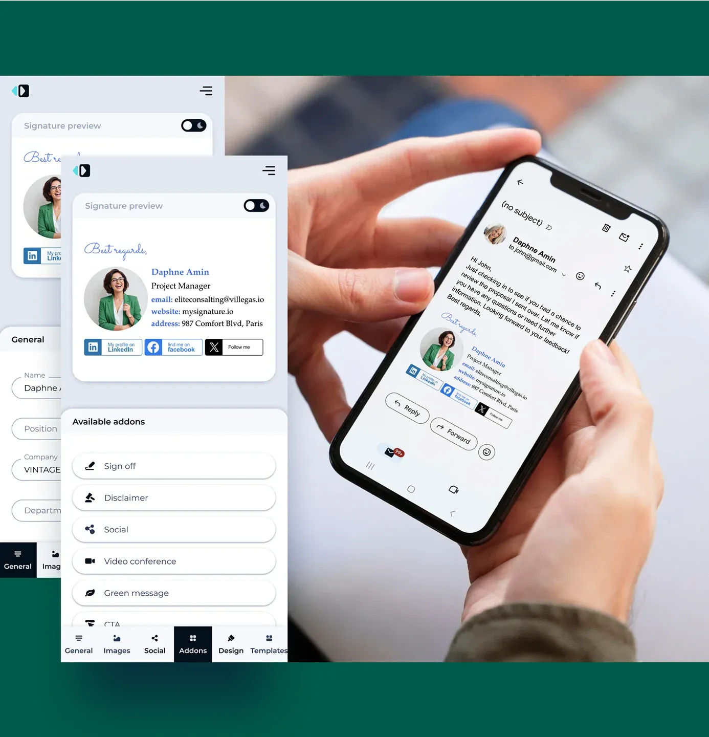 Create email signatures from any device