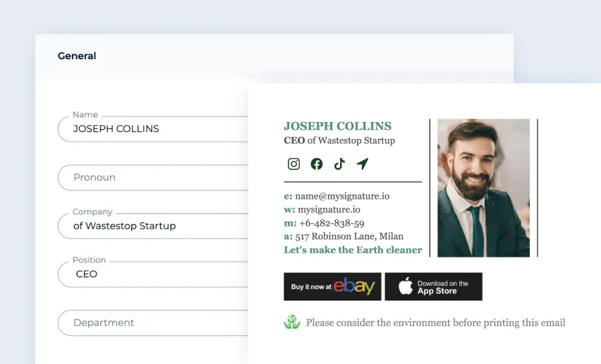 add email signature details